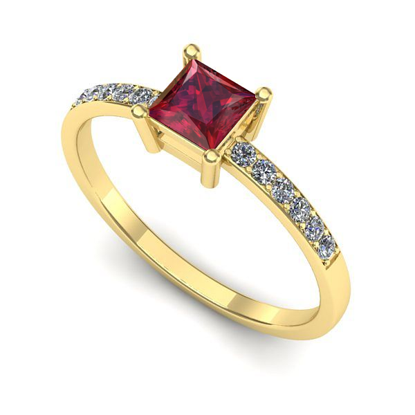 Inel de logodna din aur galben cu rubin