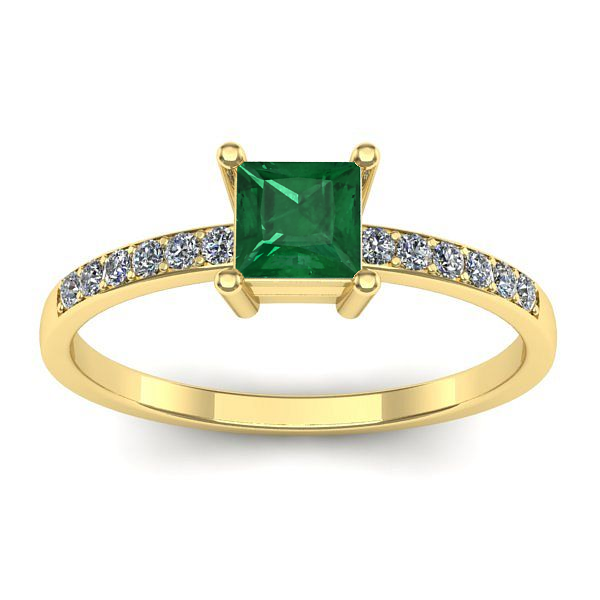 Inel de logodna cu smarald patrat