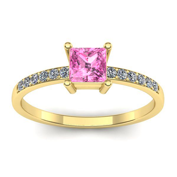 Inel logodna cu safir roz patrat