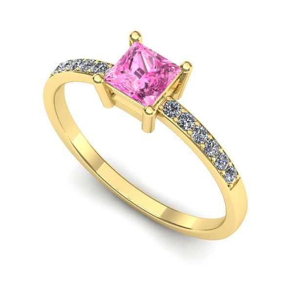 Inel din aur galben cu safir roz