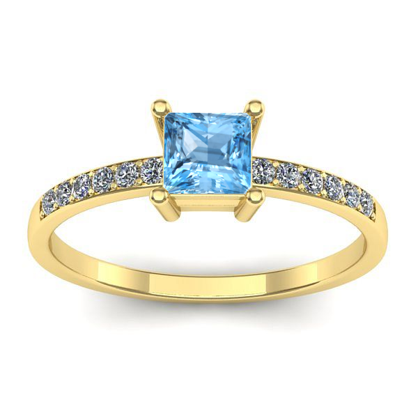 Inel logodna cu topaz blue patrat