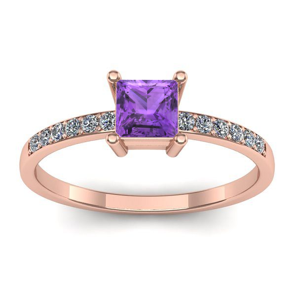 Inel cu ametist patrat