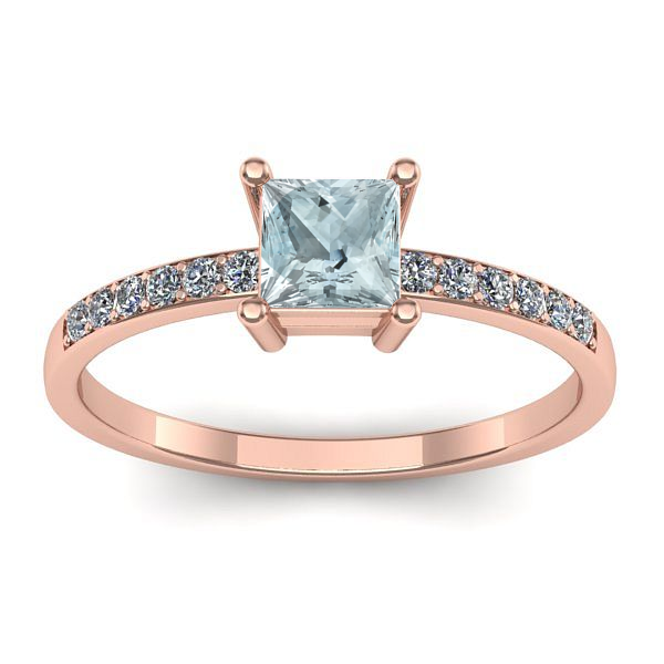 Inel logodna cu aquamarin patrat