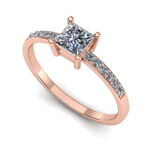 Inel de logodna din aur roz cu diamant