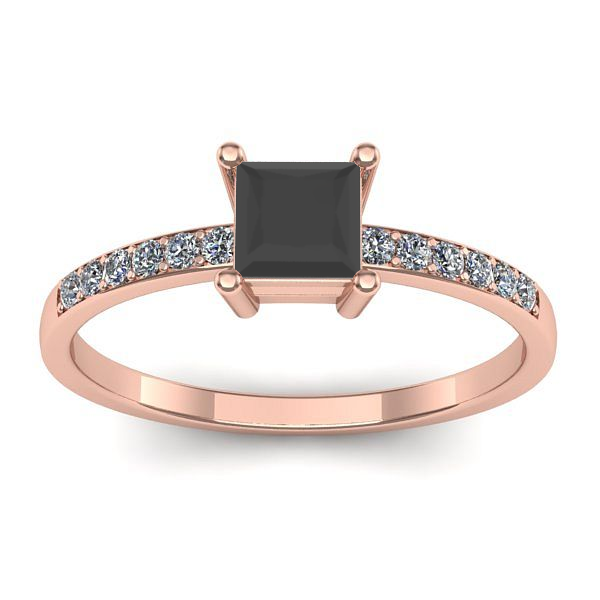 Inel logodna cu diamant negru patrat