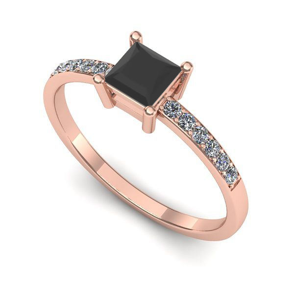 Inel din aur roz cu diamant negru