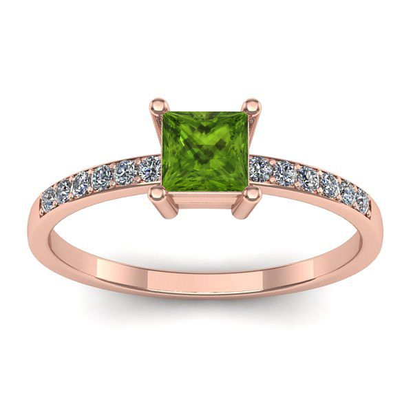 Inel cu peridot patrat