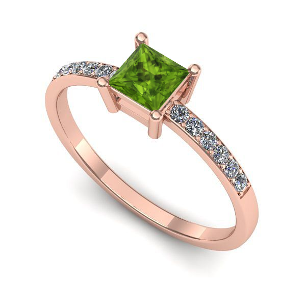 Inel logodna din aur roz cu peridot