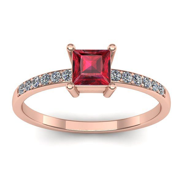 Inel de logodna cu rubin patrat