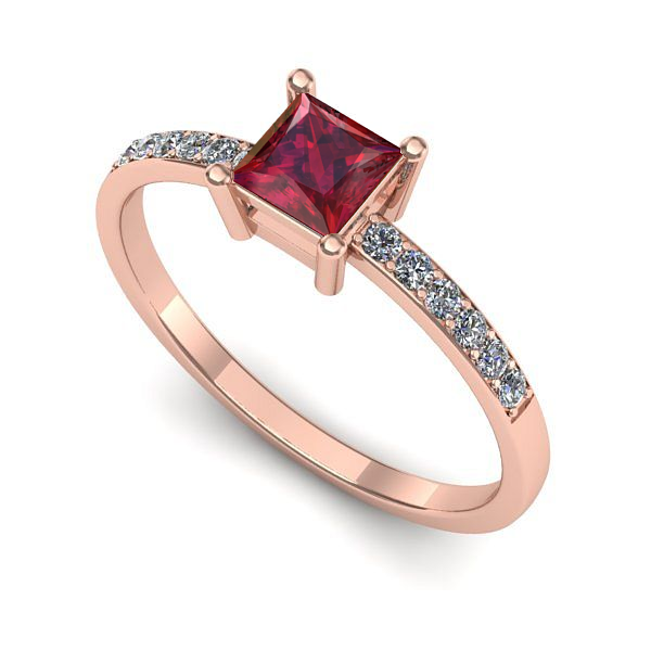 Inel din aur roz cu rubin