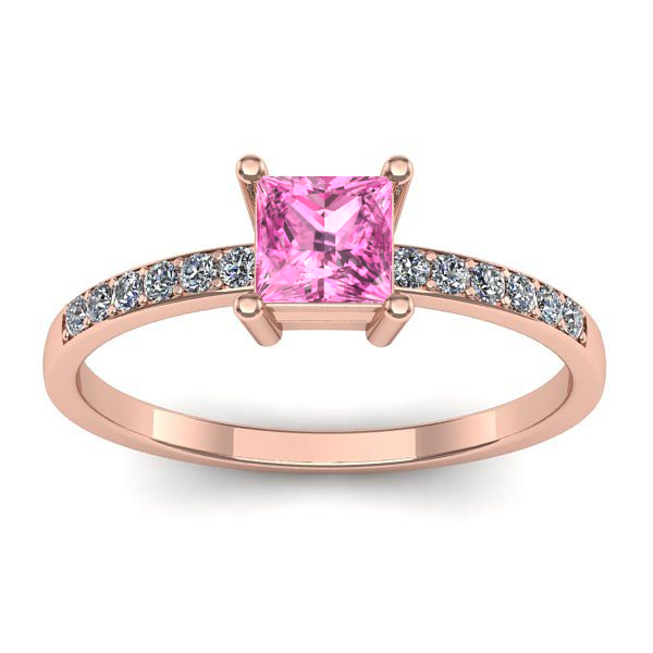 Inel cu safir roz patrat