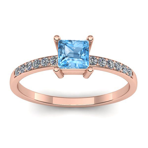 Inel logodna cu topaz blue patrat