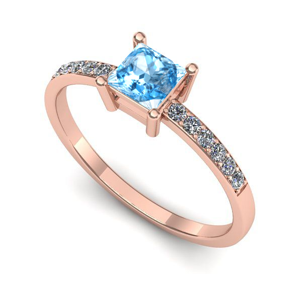 Inel din aur roz cu topaz blue