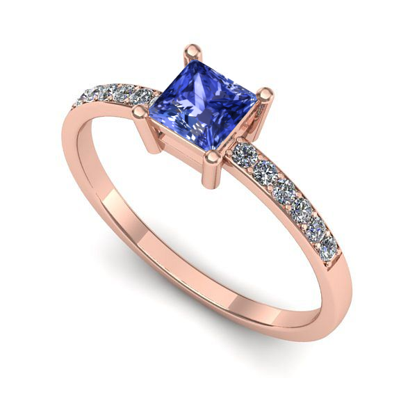 Inel logodna din aur roz cu tanzanit