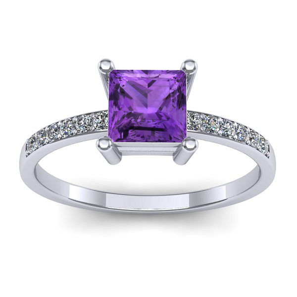 Inel de logodna cu ametist patrat