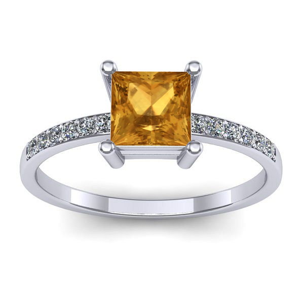 Inel logodna cu citrin patrat