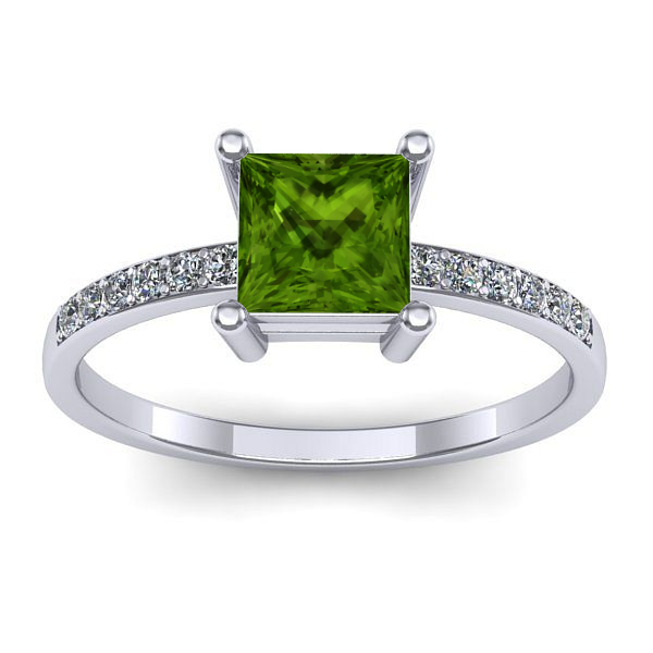 Inel de logodna cu peridot patrat