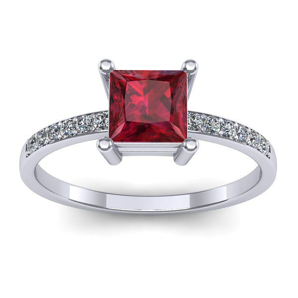 Inel cu rubin patrat