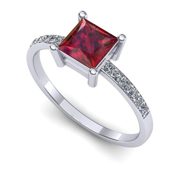 Inel de logodna din aur alb cu rubin