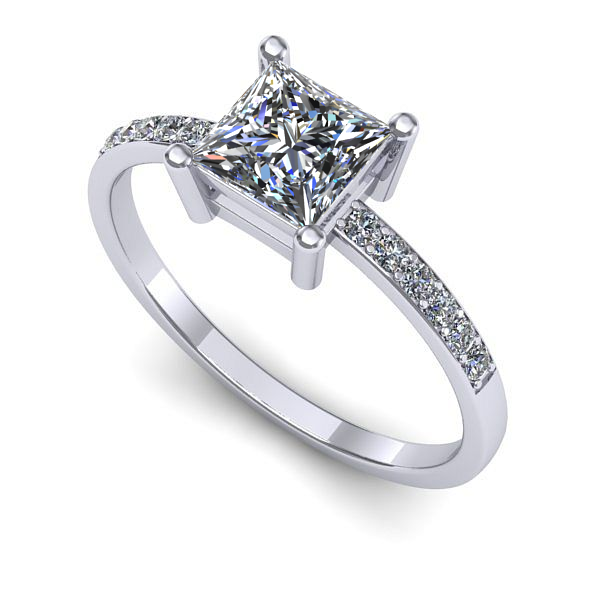 Inel de logodna din aur alb cu safir alb