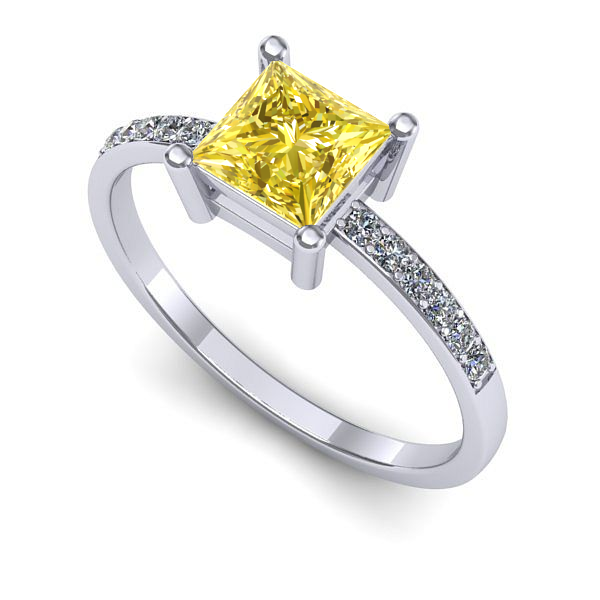 Inel din aur alb cu safir galben