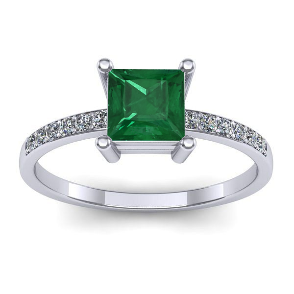 Inel logodna cu smarald patrat