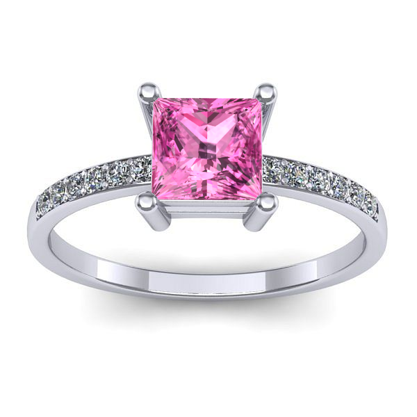 Inel cu safir roz patrat