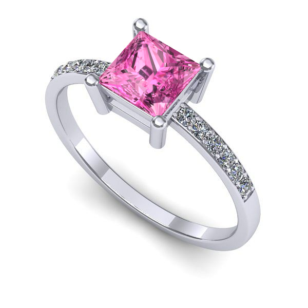 Inel din aur alb cu safir roz