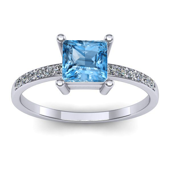 Inel logodna cu topaz blue patrat