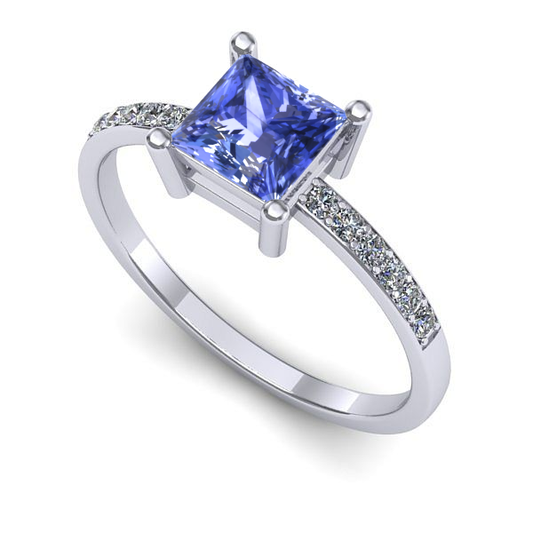 Inel din aur alb cu tanzanit