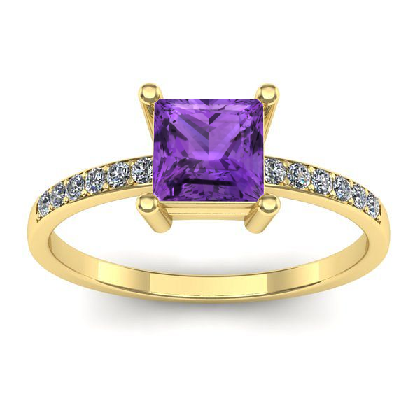 Inel logodna cu ametist patrat