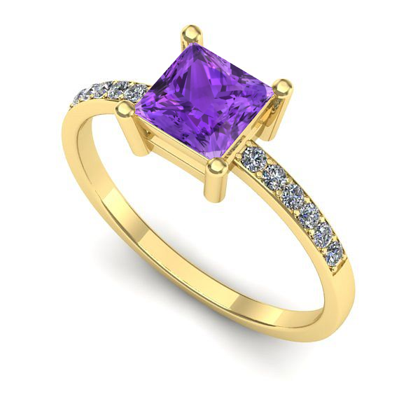 Inel din aur galben cu ametist