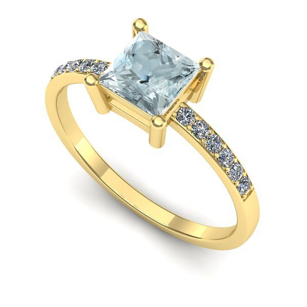 Inel din aur galben cu aquamarin