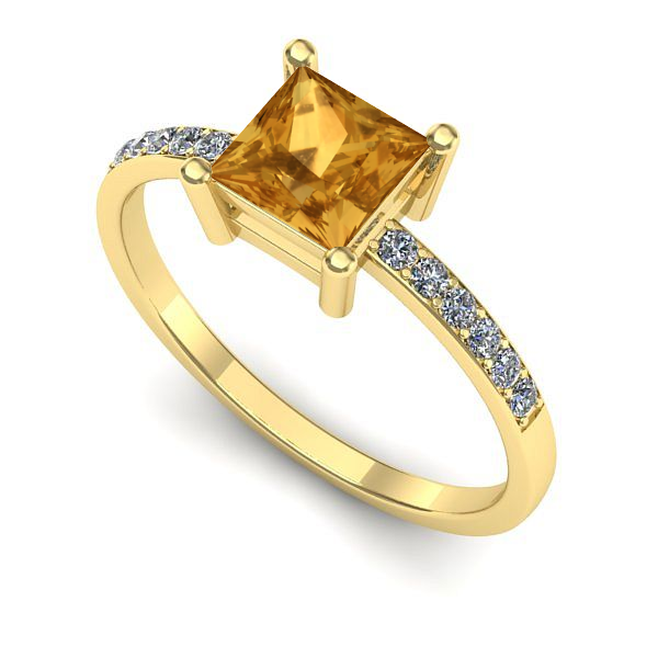 Inel logodna din aur galben cu citrin