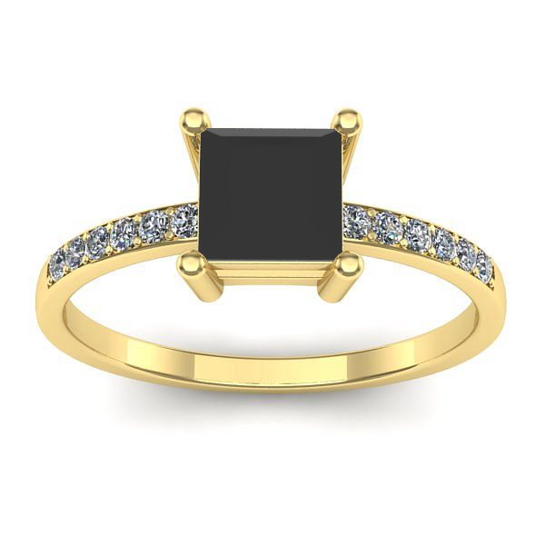 Inel de logodna cu diamant negru patrat