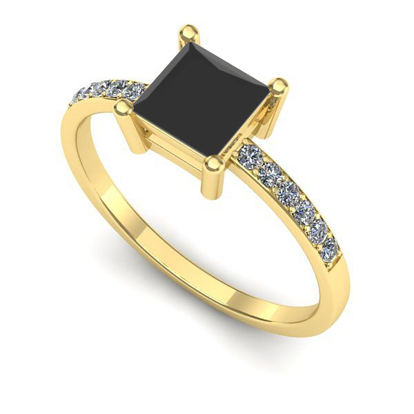 Inel din aur galben cu diamant negru