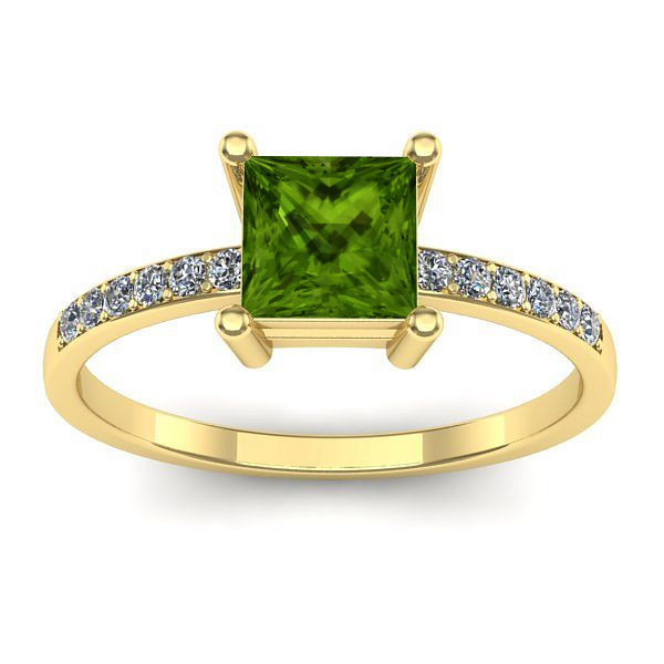 Inel logodna cu peridot patrat