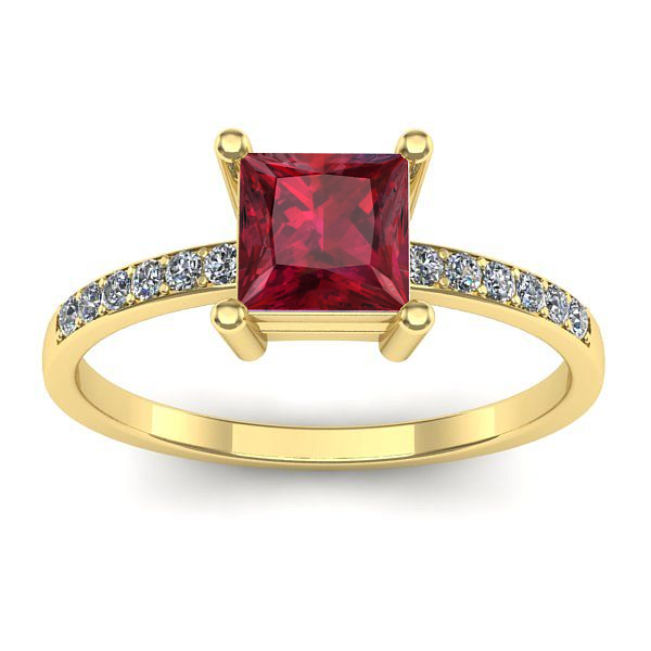 Inel logodna cu rubin patrat