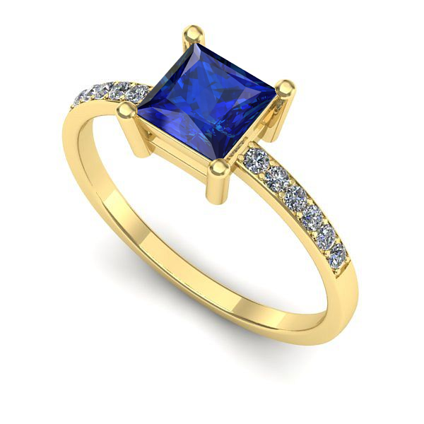 Inel logodna din aur galben cu safir