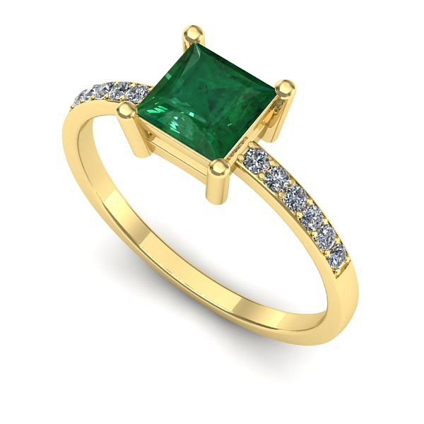 Inel din aur galben cu smarald