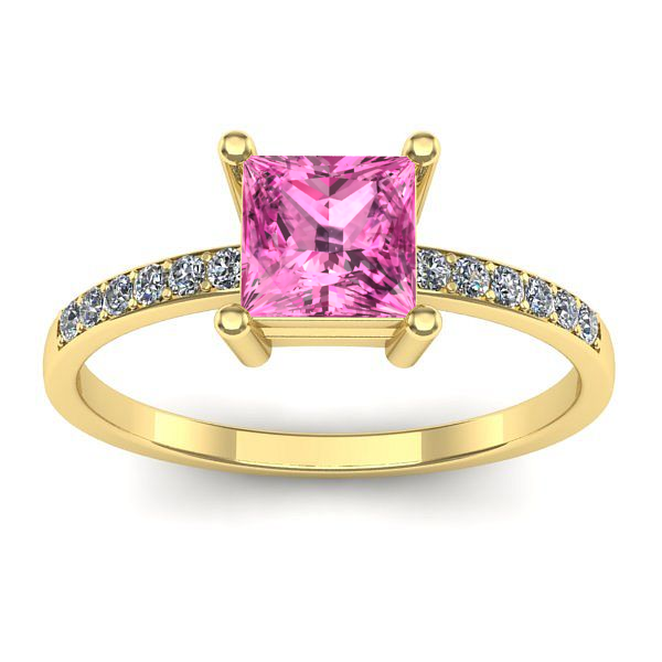 Inel de logodna cu safir roz patrat