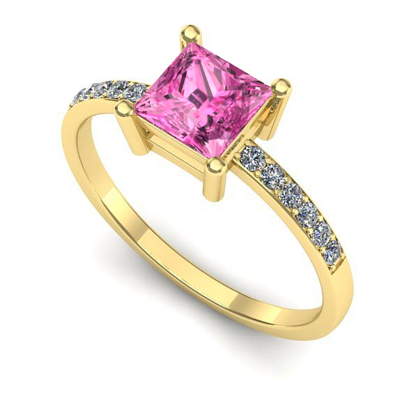 Inel de logodna din aur galben cu safir roz