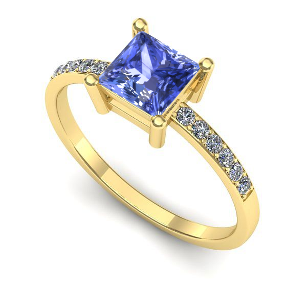 Inel logodna din aur galben cu tanzanit