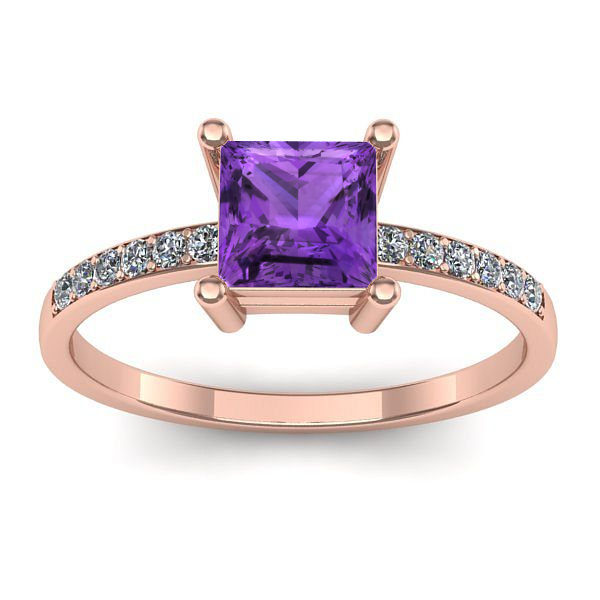 Inel cu ametist patrat