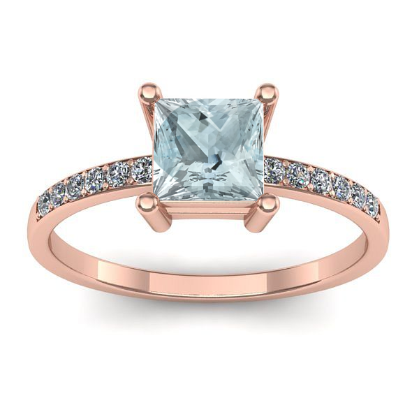 Inel logodna cu aquamarin patrat