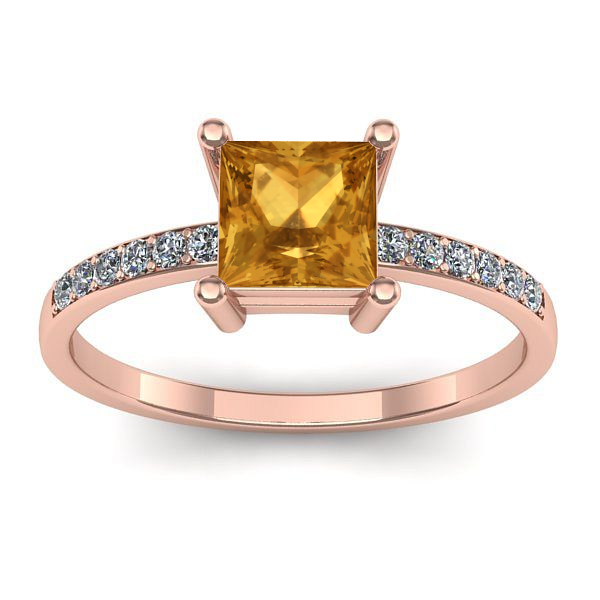 Inel logodna cu citrin patrat