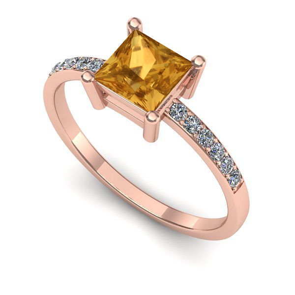 Inel de logodna din aur roz cu citrin