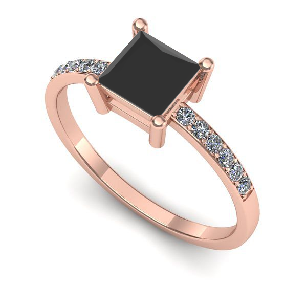 Inel logodna din aur roz cu diamant negru