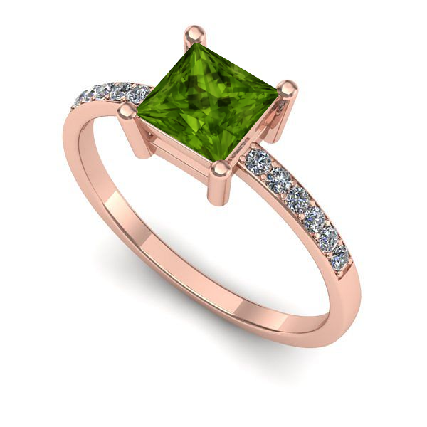 Inel din aur roz cu peridot