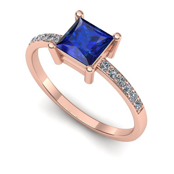 Inel din aur roz cu safir